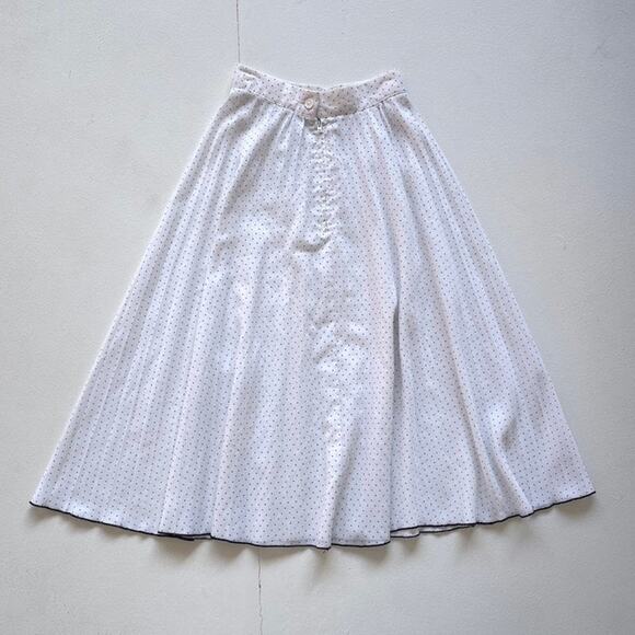Vintage 80s Polkadot A Line Skirt / Size 3 / Coquette French Dots Retro Petite - Picture 2 of 7
